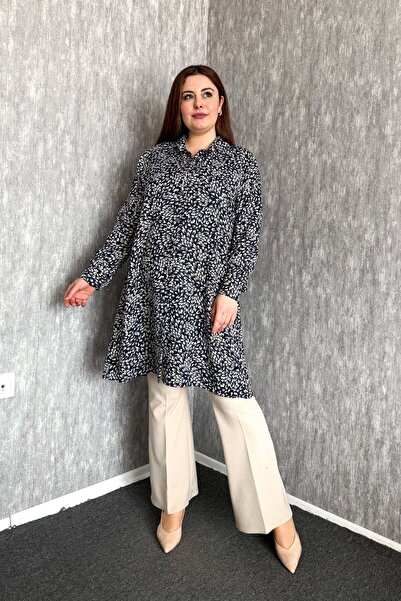 ModaPlaza Women's Leaf Pattern Plus Size Viscose Shirt 7514