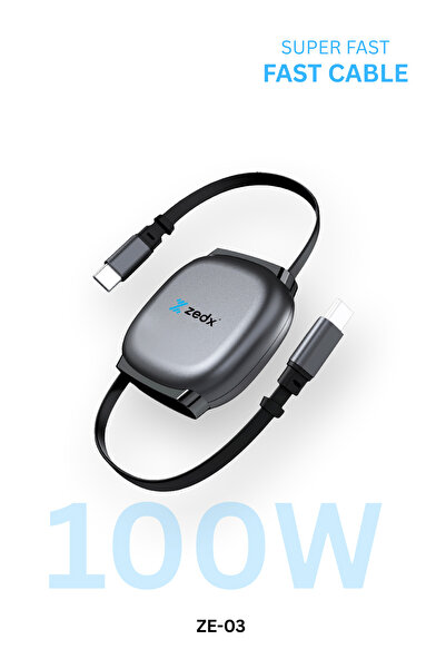ZEDX ZE-03 100W Retractable Fast Charging Cable – High-Speed Data