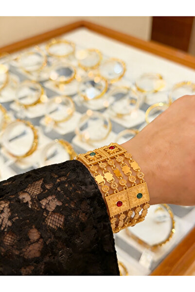 ALZAHR Luxury 24K gold-plated multi-layered square bracelet,Arabic-style wome...