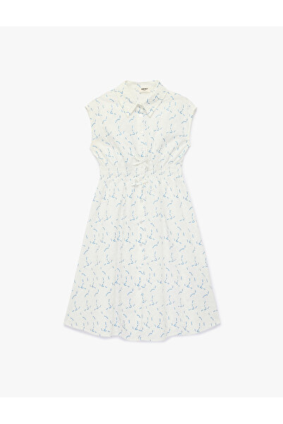Koton Bow-Tie Cotton Sleeveless Buttoned Shirt Collar Dress