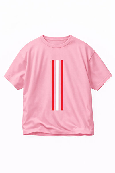 VODEXA Tricou supradimensionat cu dungi verticale imprimate, 100% bumbac, cro...