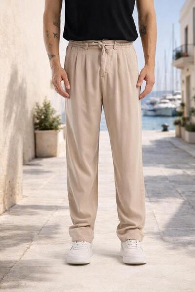 Valiberta Magnus Tensel Fabric Relaxed Fit Summer Men's Trousers with Elastic...