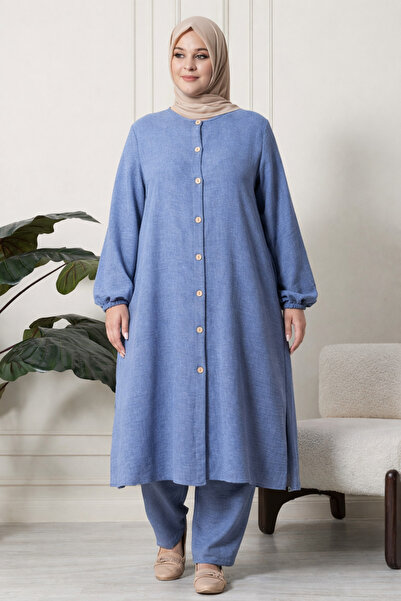 Ferace Women's Plus Size Linen Ayrobin 2-Piece Set (Tunic - Pants)