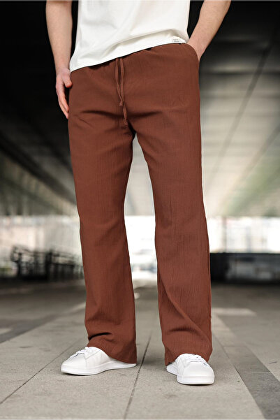 Madmext Bitter Brown 100% Cotton Pcs Wide-Leg Men's Trousers E6586