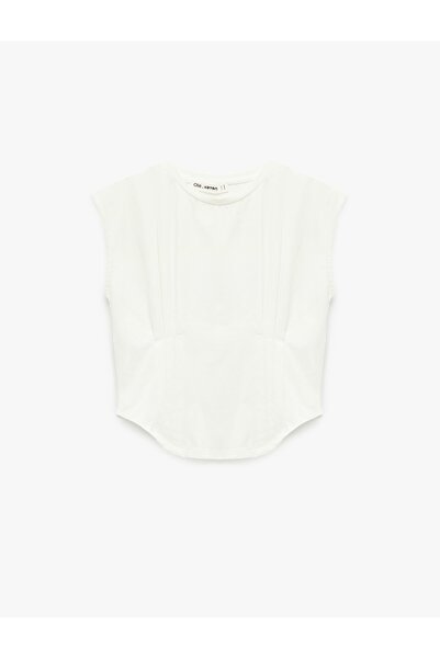 Koton Αμάνικο μπλουζάκι με λαιμόκοψη εφαρμοστό και λεπτομέρεια ραφής