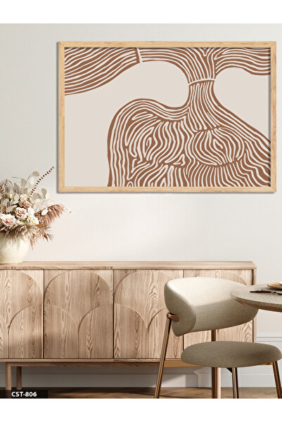 Evinemoda Linear Pattern One-Piece Wooden Framed Painting