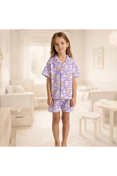 zahider Κοριτσίστικο καλοκαιρινό σετ πιτζάμες με Με σχέδιο κουμπιά, 95% Βαμβά...