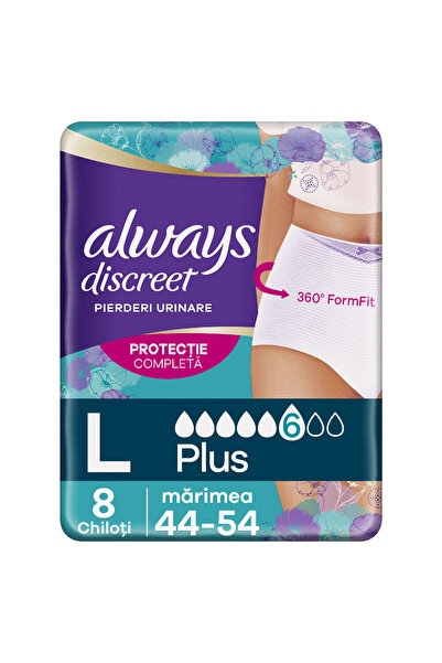 Always Discreet ALWAYS DISCREET, lenjerie incontinenta urinara, L, 8 buc