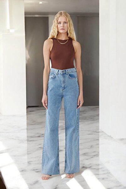 Livik Дамски панталони Zinr Snow-Washed с широки крачоли и изключително висок...