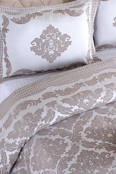 BİRHOME Vanetta Pano Jakarlı Çift Kişilik Modern Yatak Örtüsü Takımı 3 Parça 240x260cm