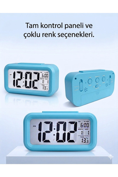 Janva Karanlık Sensörlü Dijital Masa Saati Fotoselli Alarmlı Termometreli Dereceli