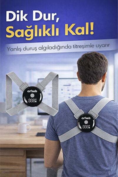 Arfseb Akıllı Dik Duruş Hatırlatıcı Sensörlü, Titreşimli Duruş Düzeltici USB ...