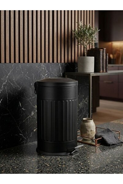 bersachef muftak eşyaları Retro 16lt Çöp Kovası Amortisör Kapaklı Siyah Çöp K...