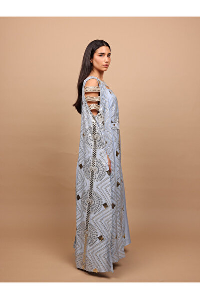 IKKXA Sage Scalloped Embroidered Jalabiya