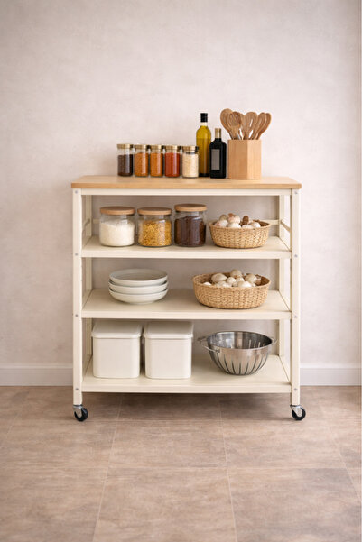 MARIA HOMES رف تخزين متعدد الطبقات بعجلات 70×32×80 سم