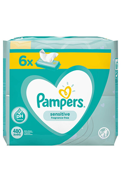 Pampers Sensitive, servetele umede, pentru copii, 6x80 buc