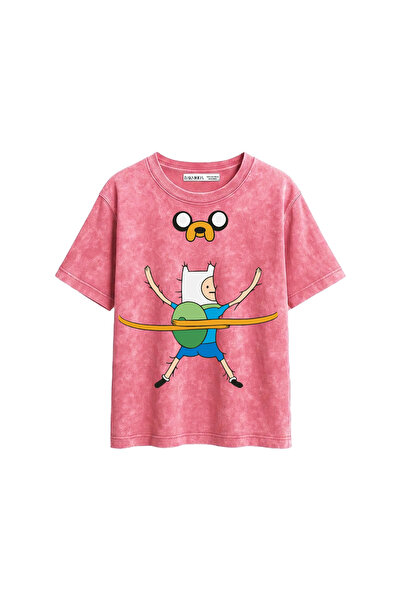 Bak Moda تي شيرت نسائي وردي اللون من Sweet Hug مطبوع بقصة مريحة وقابل للغسل