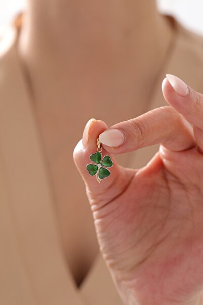 YAVUZ KUYUMCULUK 14 Ayar Altın Yonca Kolye Ucu - Yeşil