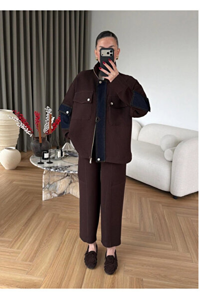 NOXS Balon pantolonlu denımlı takım (acı kahve)