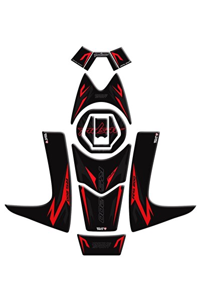 Redline Grafik Bajaj Pulsar RS 200 Siyah Kırmızı Full Tank Pad Set