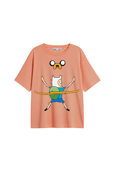 Bak Moda Sweet Hug Štampano opuštenog kroja Yavruağzı ženska majica