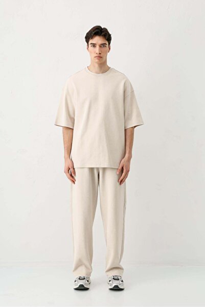 VAMOSCLO Baggy Fit Washed Sweatpants Bottom Stone