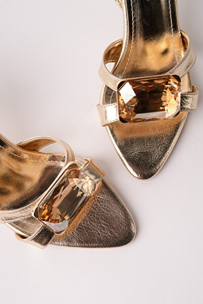 MARSHETTA Adelia Gold Γυναικεία βραδινά παπούτσια με τακούνι για γάμο και εκδ...