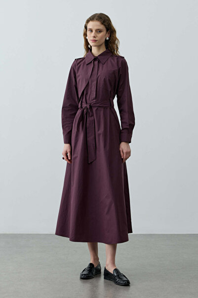 Fahhar Maxi Trenç Elbise Mürdüm