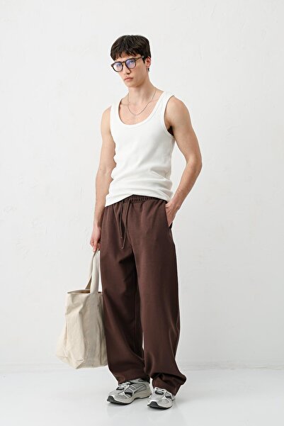 VAMOSCLO Balloon Fit Tracksuit Bottoms Brown