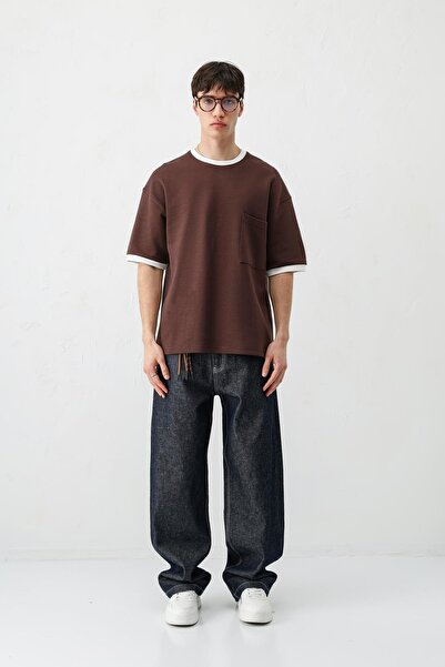 VAMOSCLO Short Sleeve Oversized Pocketed T-Shirt Brown