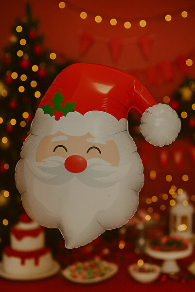 ENG PARTİ DÜNYASI Shiny Santa Claus Foil Balloon 55 cm New Year Party Decor H...