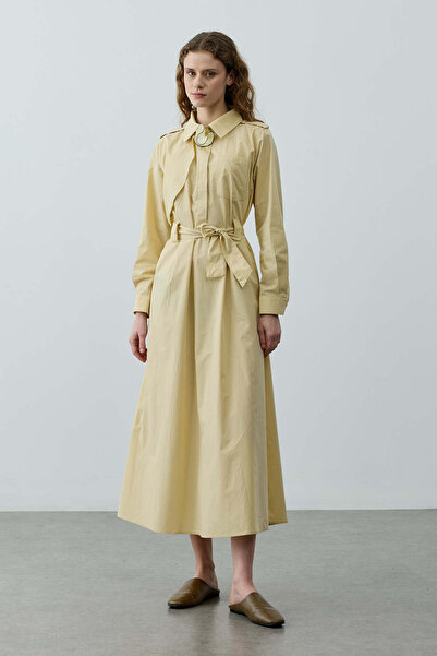 Fahhar Maxi Trenç Elbise Sarı