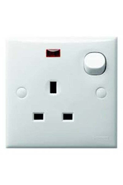 Schneider Electric S-Classic – switched socket outlet with neon – 1 gang – white