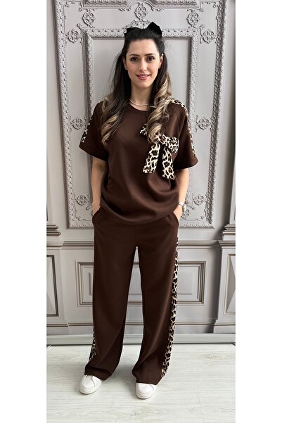 OnlyForYou Women's tracksuit made of elastic viscose, with applied bow and an...