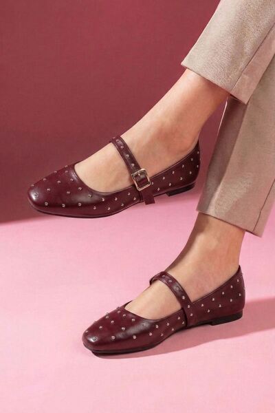 FUGA MODA Vittoria Burgundy Skin Metal Mini Troklu Gold cu cataramă Bandă Uni...