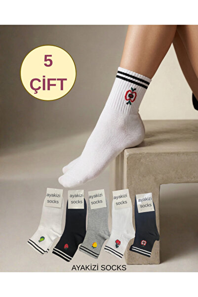 ayakizi socks 5 Çift Penye Meyveli Kolej Çorap