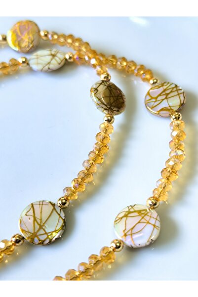 THİNBLACK Eyeglass Chain – Amber Crystal with Beaded Leaf Effect – Thinblack ...