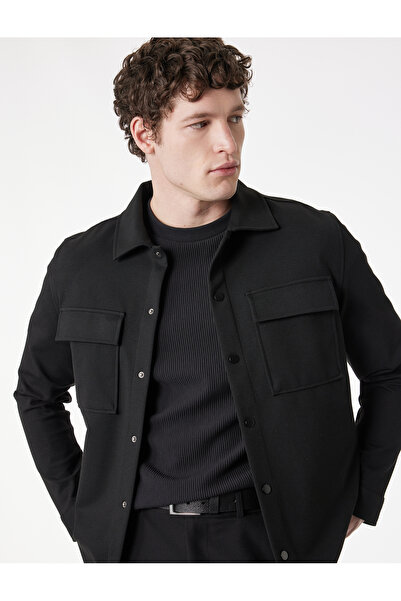 Koton Black Men Plain Polyester Shirt