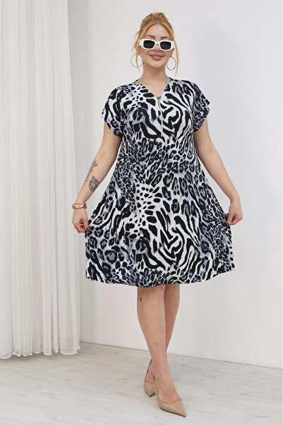 Siyezen Haljina sa patentnim zatvaračem veličine Sa leopard dezenom