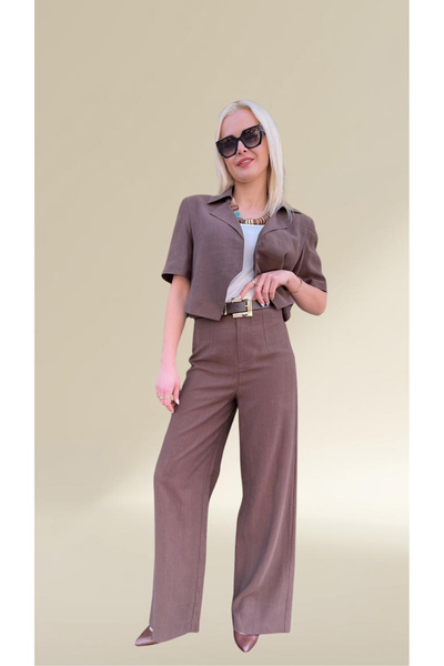 Berr-ın Brown Pipe Leg Women's Trousers