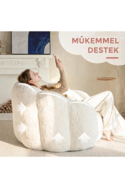 puffiber Puf Koltuk Çiçek Tasarımlı Peluş Armut Koltuk Rahat TV ve Okuma Koltuğu 105x80 cm