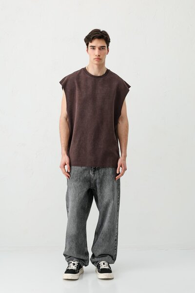 VAMOSCLO Basic Sleeveless T-Shirt Coffee