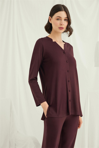 Generic Brand Long Sleeve Button down V Neck Pajama Set