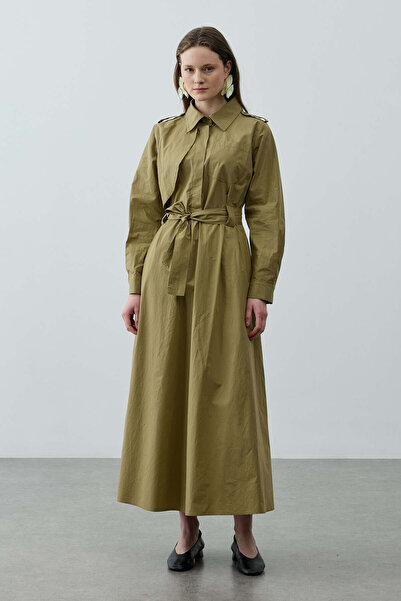 Fahhar Maxi Trenç Elbise Yeşil