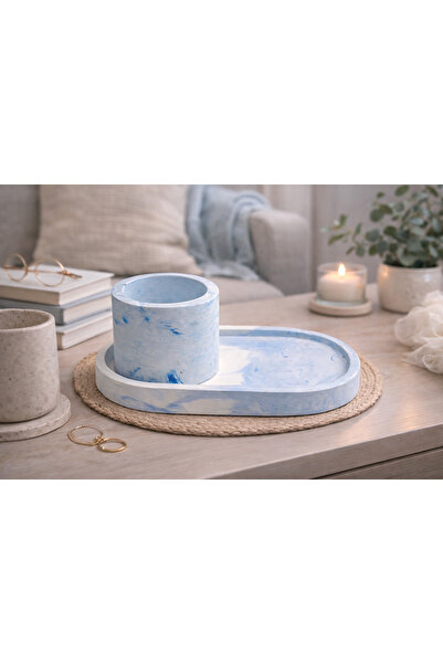 Dekoratif set – Modern Masa Üstü Dekor – Beton Görünümlü Şık Ev Dekoru