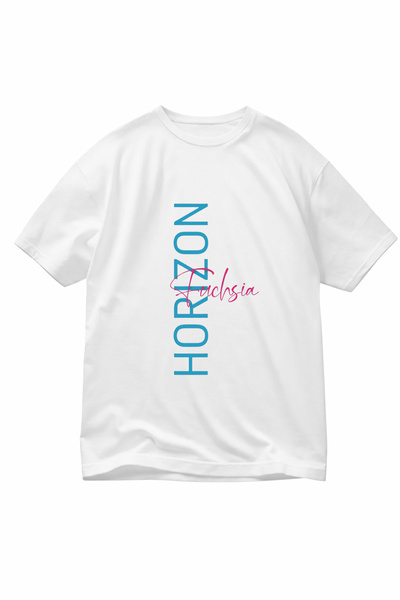 VODEXA Tricou oversize unisex HORIZON cu imprimeu, 100% bumbac, croială confo...