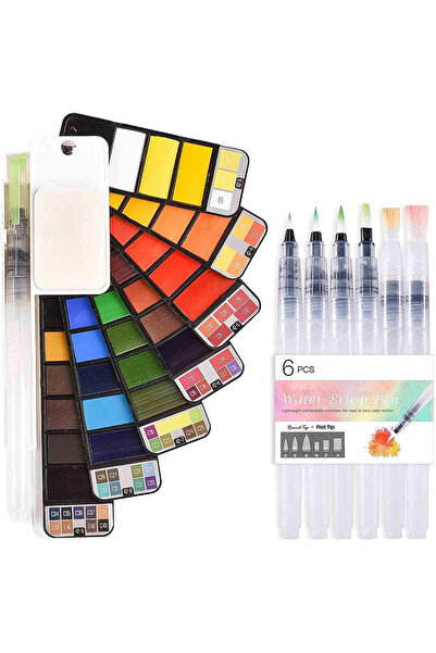 Fuumuui Set de acuarelă, 42 de culori și 6 pensule de diferite dimensiuni