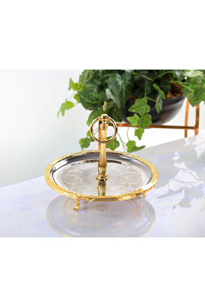 BULUTHOMEAKSESUAR Steel Engraved Presentation Plate with Handle 22 cm Gold