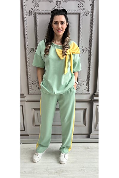 OnlyForYou Women's tracksuit made of elastic viscose, with applied bow