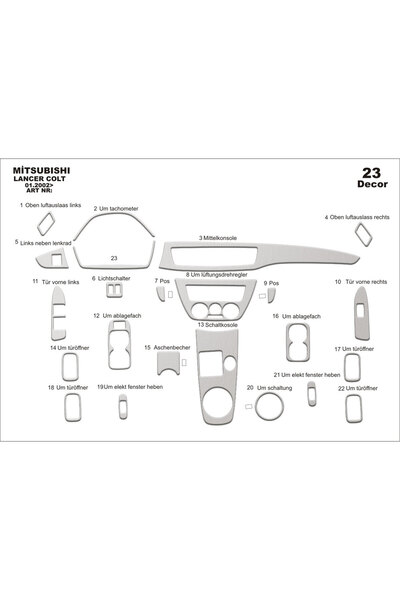 Marscockpitdesign ميتسوبيشي كولت - لانسر كونسول-توربيد 2002 23 قطعة